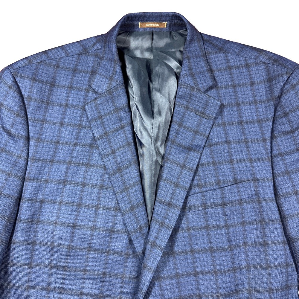 Peter Millar Blazer Jacket Sport Coat Mens 46R Wool Blue/Black Checked